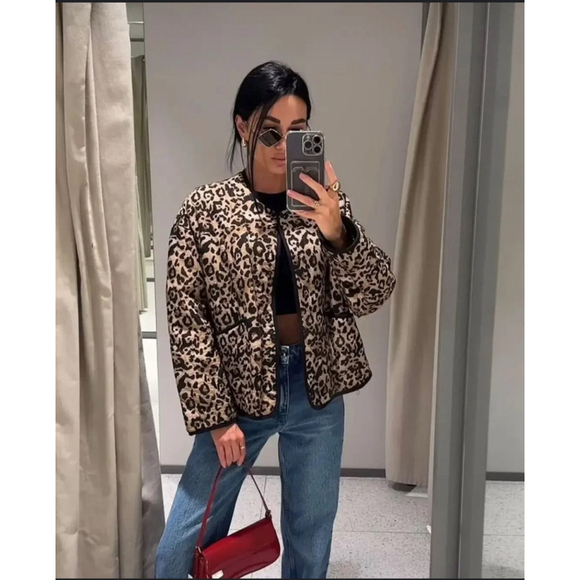 Zara Animal Print Puffer Jacket Size S - Picture 5 of 14